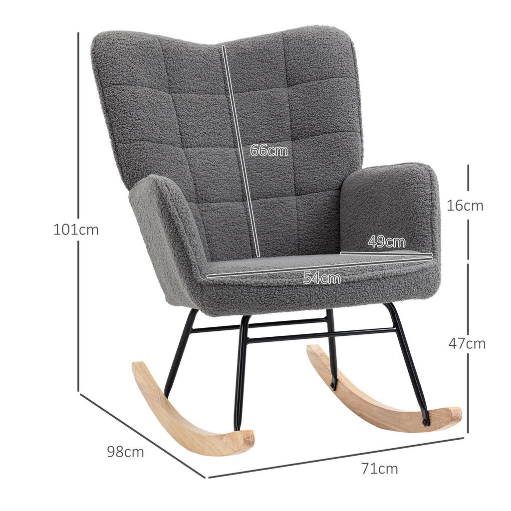 Thumbnail - Homcom Schaukelstuhl, Dunkelgrau, Kunststoff, 98x101x71 cm, Wohnzimmer, Sessel, Schaukelstühle