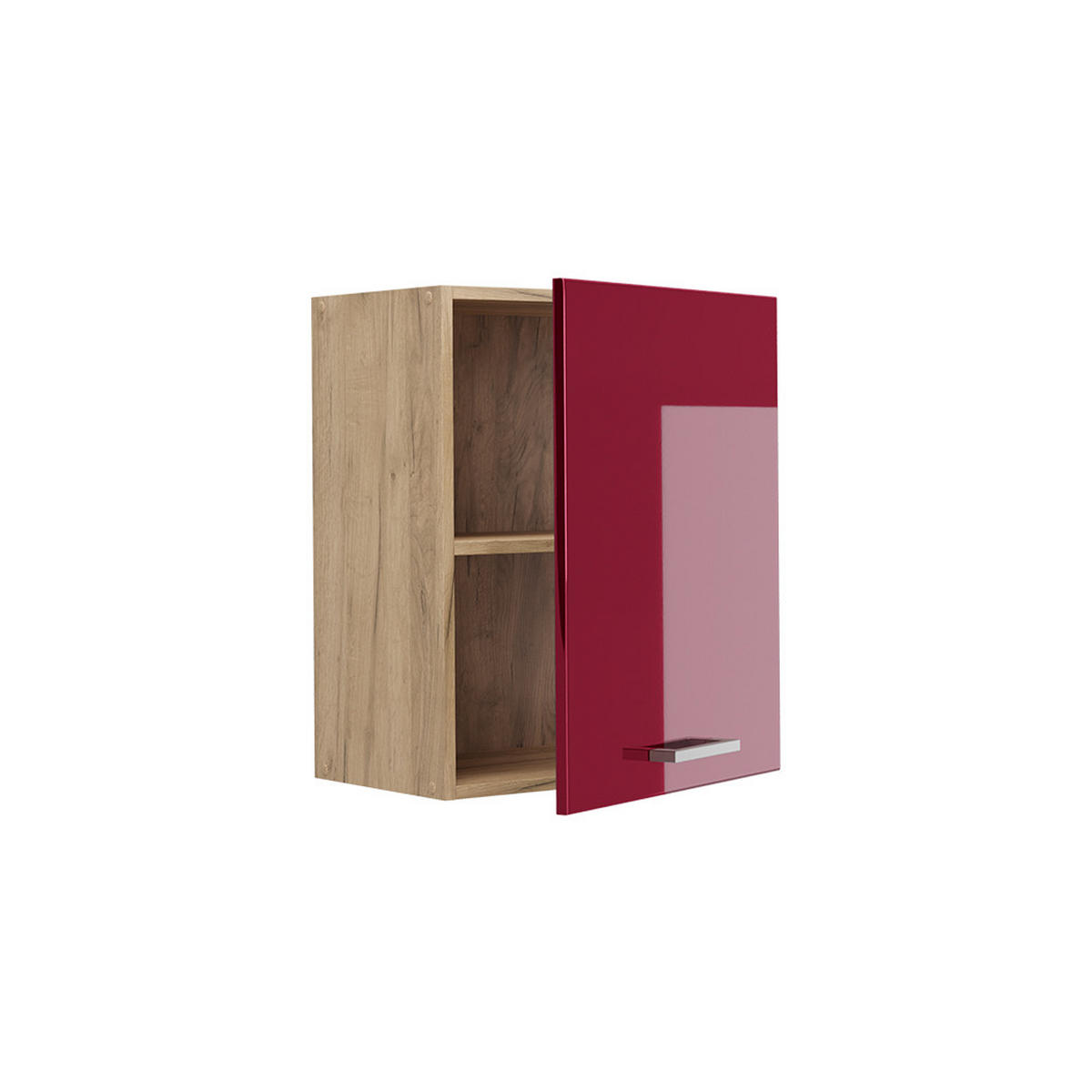 HÄNGESCHRANK R-Line, Rot Hochglanz/Goldkraft Eiche, 50 cm - Eichefarben/Rot, Holzwerkstoff (50/60/31cm) - Vicco