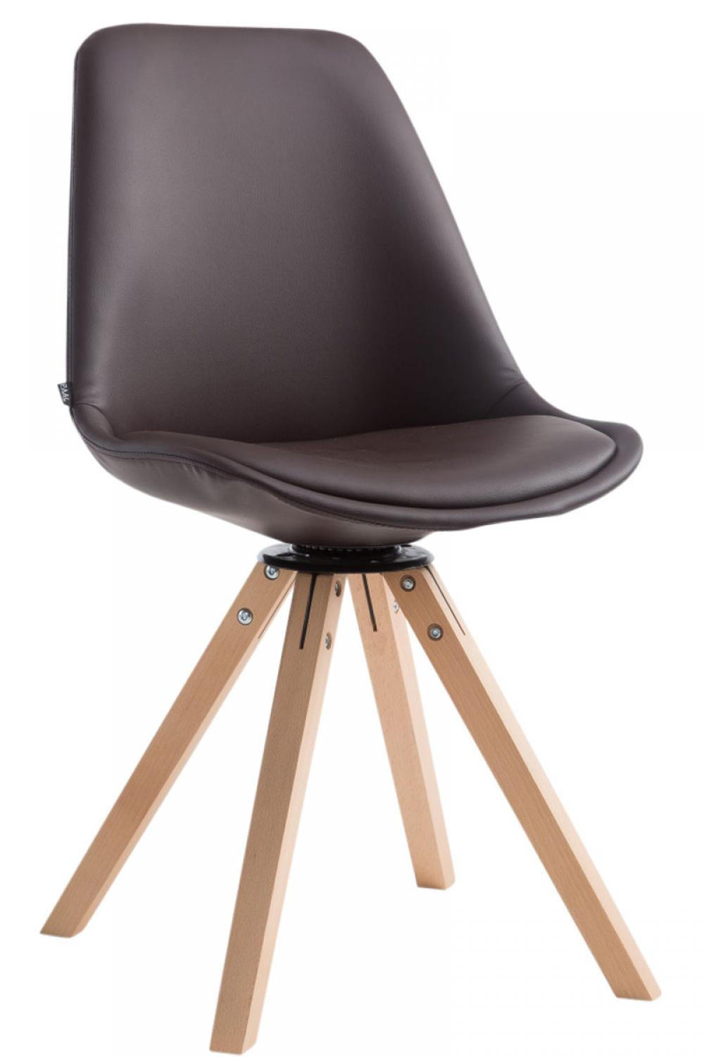 STUHL Lederlook Braun - Eukalyptusholzfarben/Braun, Holz/Textil (48/84/56cm) - CLP