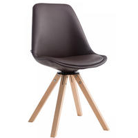 STUHL Lederlook Braun - Eukalyptusholzfarben/Braun, Holz/Textil (48/84/56cm) - CLP