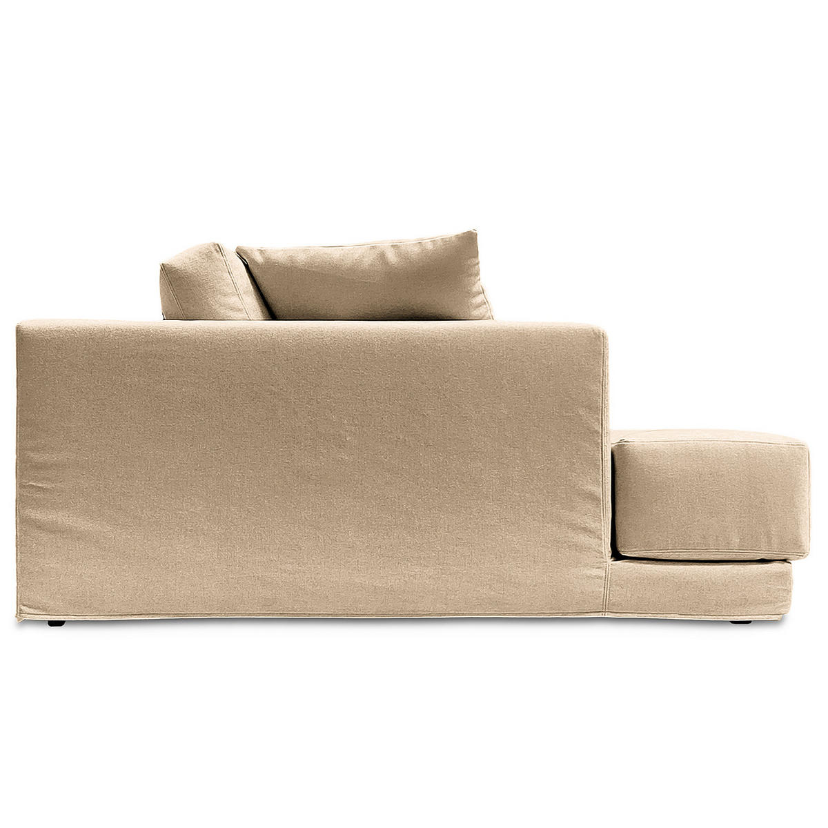 ECKSOFA mit Wechselbezug - Longchair, Webstoff - Beige/Schwarz, Kunststoff/Textil (260/155cm) - home24
