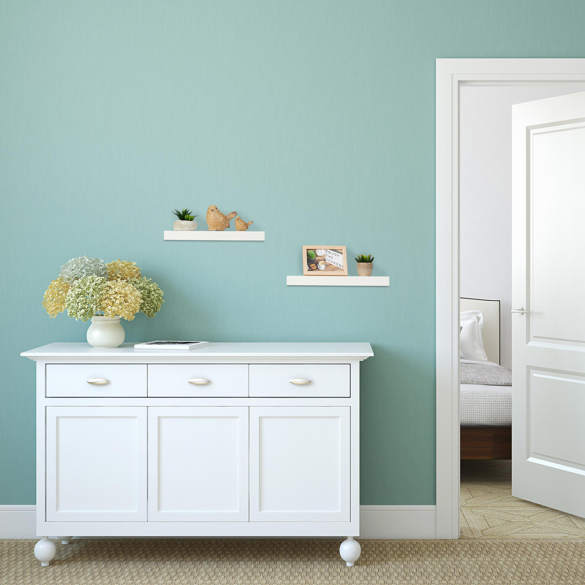 3xWANDREGAL - Weiß, Holzwerkstoff/Metall (38/3.5/15cm) - Relaxdays