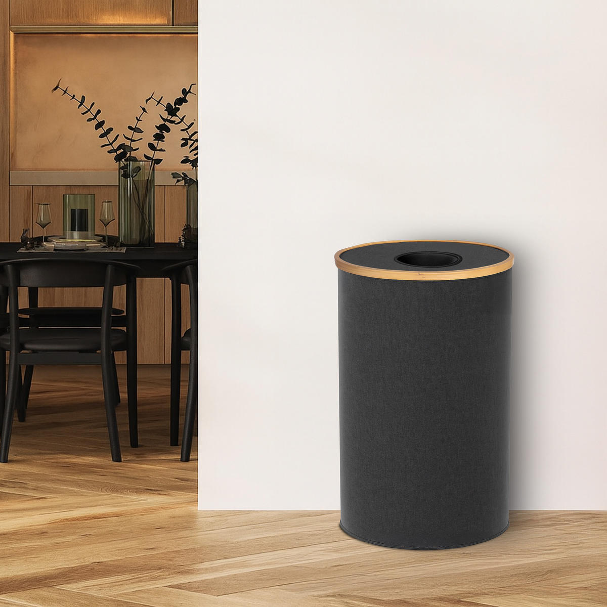 PFANDFLASCHEN-SAMMELBEHÄLTER - Schwarz, Holz/Kunststoff (40/75/40cm) - Relaxdays