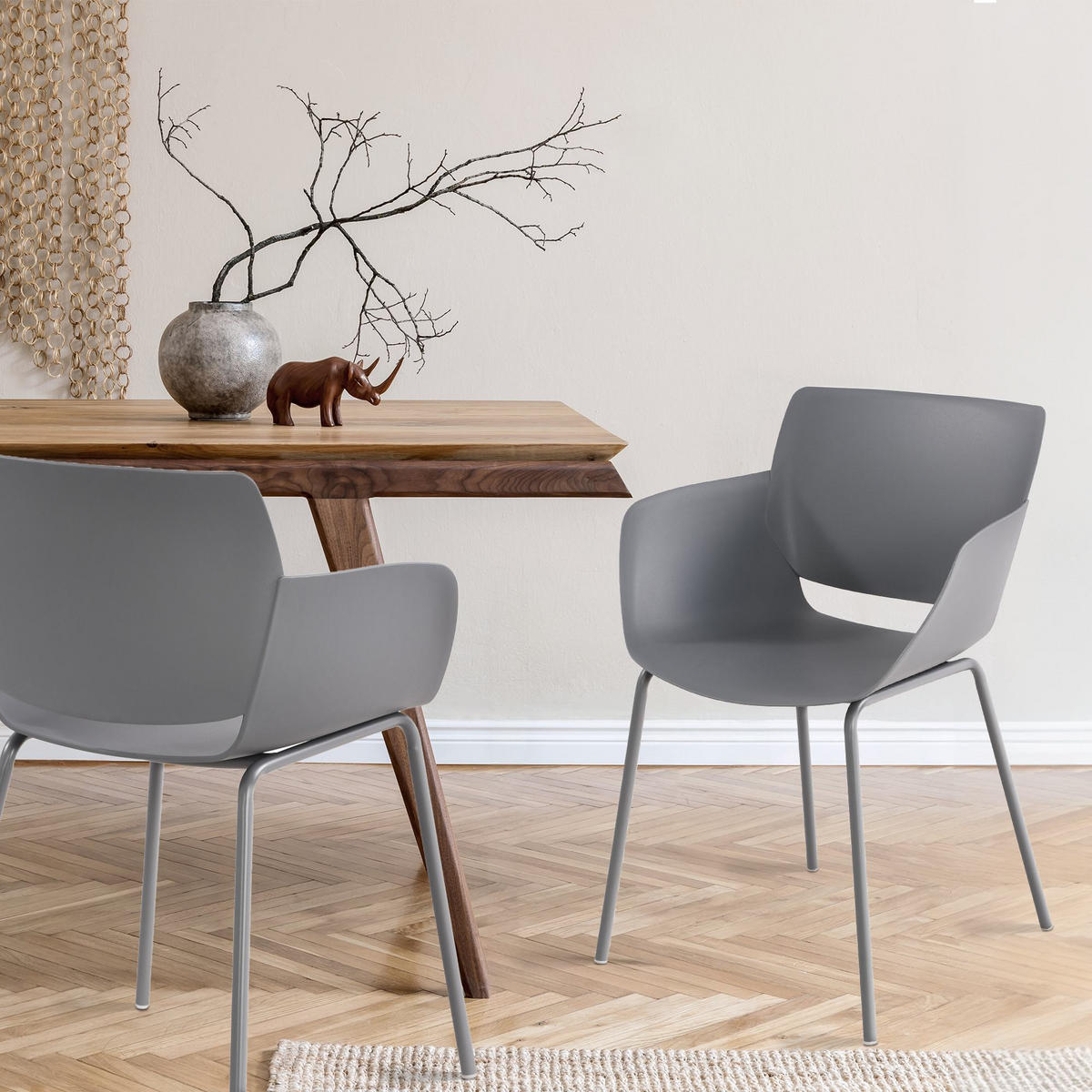 STUHL Kunststoff Dunkelgrau - Dunkelgrau, Kunststoff/Metall (58/80/54cm) - CLP