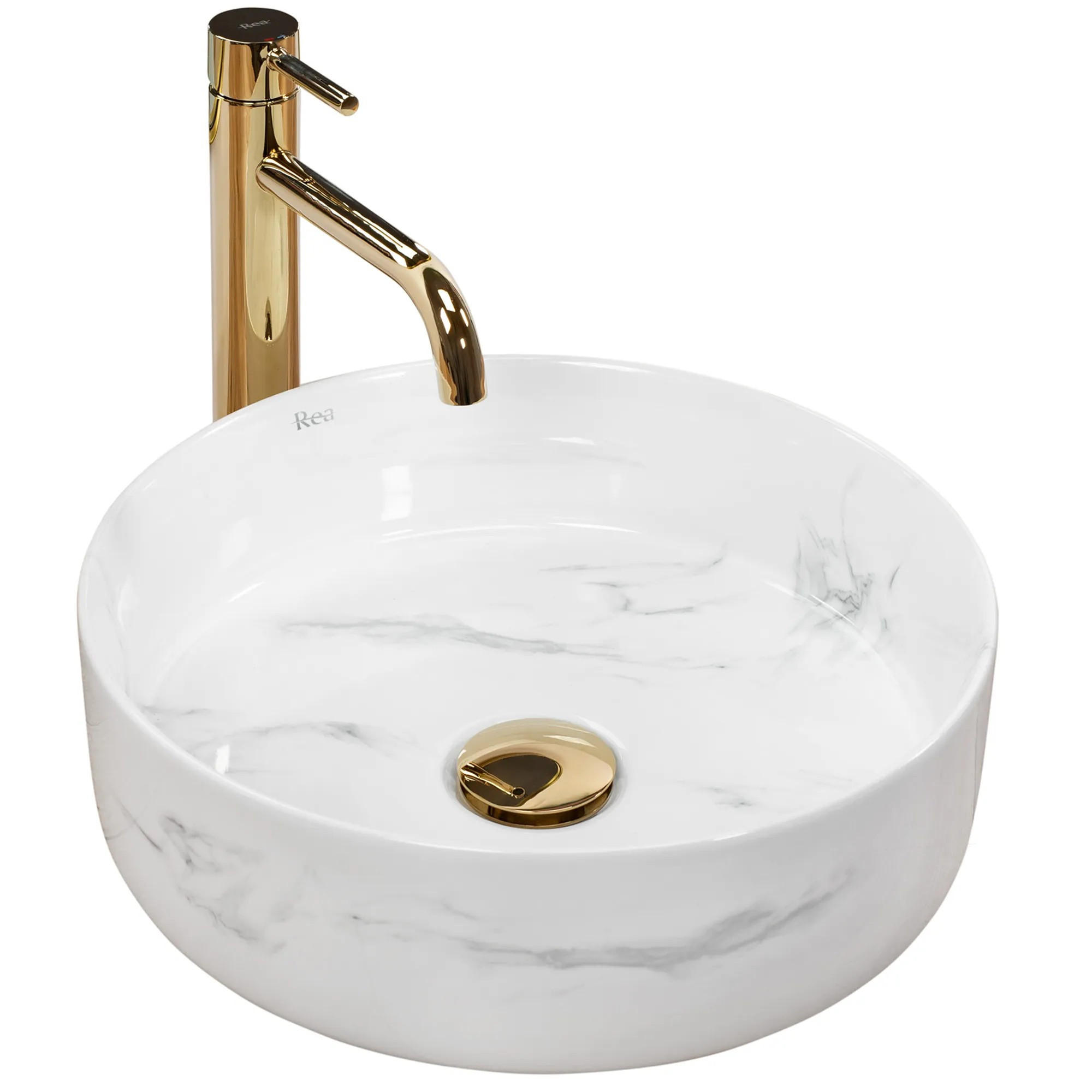 AUFSATZWASCHBECKEN Rea Sami Nature Marble - Weiß, Keramik (36/11.5/36cm) - REA