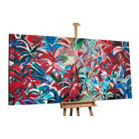 XXL ÖLGEMÄLDE Blau 200/100 cm - Blau/Rot, Textil (200/100cm) - KUNSTLOFT