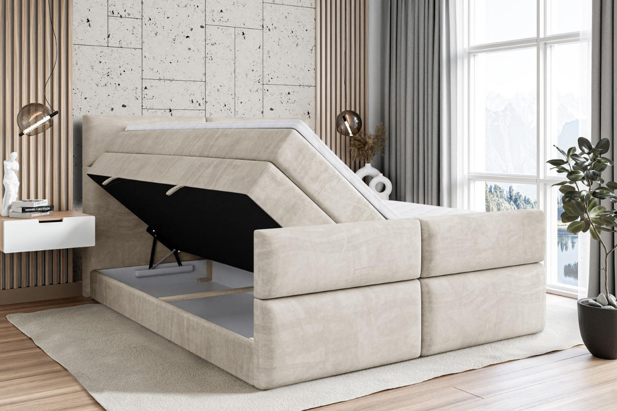 BOXSPRINGBETT BOXI3-Z KING - 160x200 - H3/H4 - Creme - Creme, Holzwerkstoff (160/200cm) - ALTDECOR