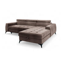 ECKSOFA L Form Arkucio Mini Braun 260/200/95 cm Rechts mit Schlaffunktion - Schwarz/Braun, Textil/Metall (260/200cm) - AX Living