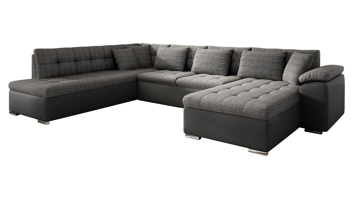 WOHNLANDSCHAFT Niko Bis, Seite: Rechts - Graphitfarben, Holz/Textil (348/76/205cm) - MIRJAN24