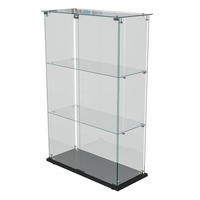 VITRINE Doppeltür schwarzer Sockel mit LED, 3 Glasablagen - Schwarz, Glas (35/123.3/78.5cm) - SHOPENTRA