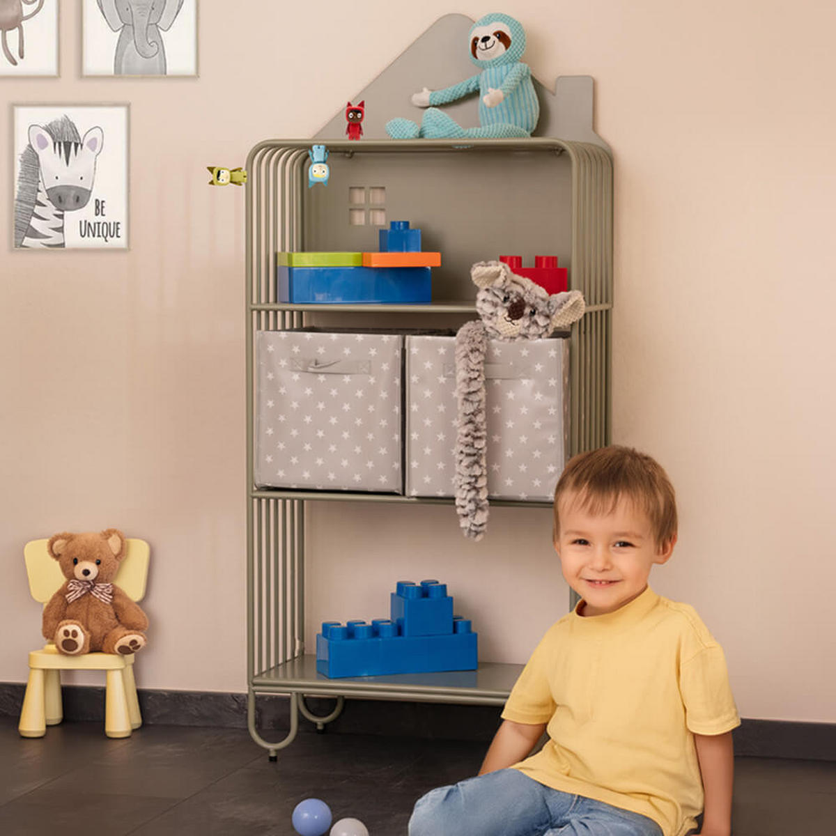 KINDERREGAL TODO - Farbe: Grün - Salbeigrün, Metall (61/134/28cm) - Home Deluxe