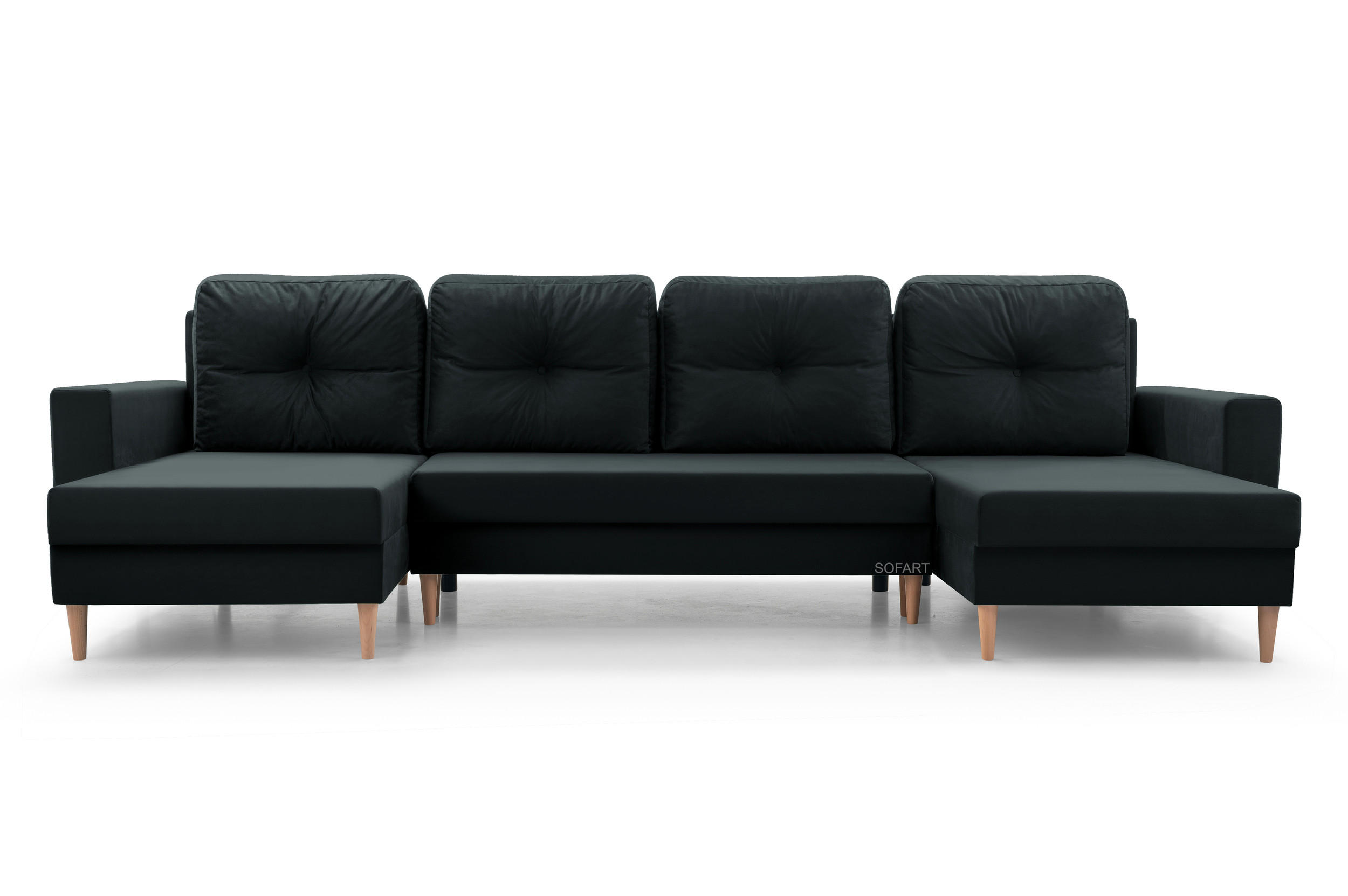 WOHNLANDSCHAFT - CARL U (Schwarz) - Schwarz, Holzwerkstoff (300/90/142cm) - Möblo