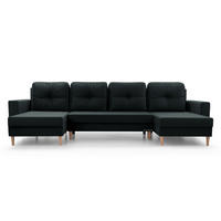 WOHNLANDSCHAFT - CARL U (Schwarz) - Schwarz, Holzwerkstoff (300/90/142cm) - Möblo