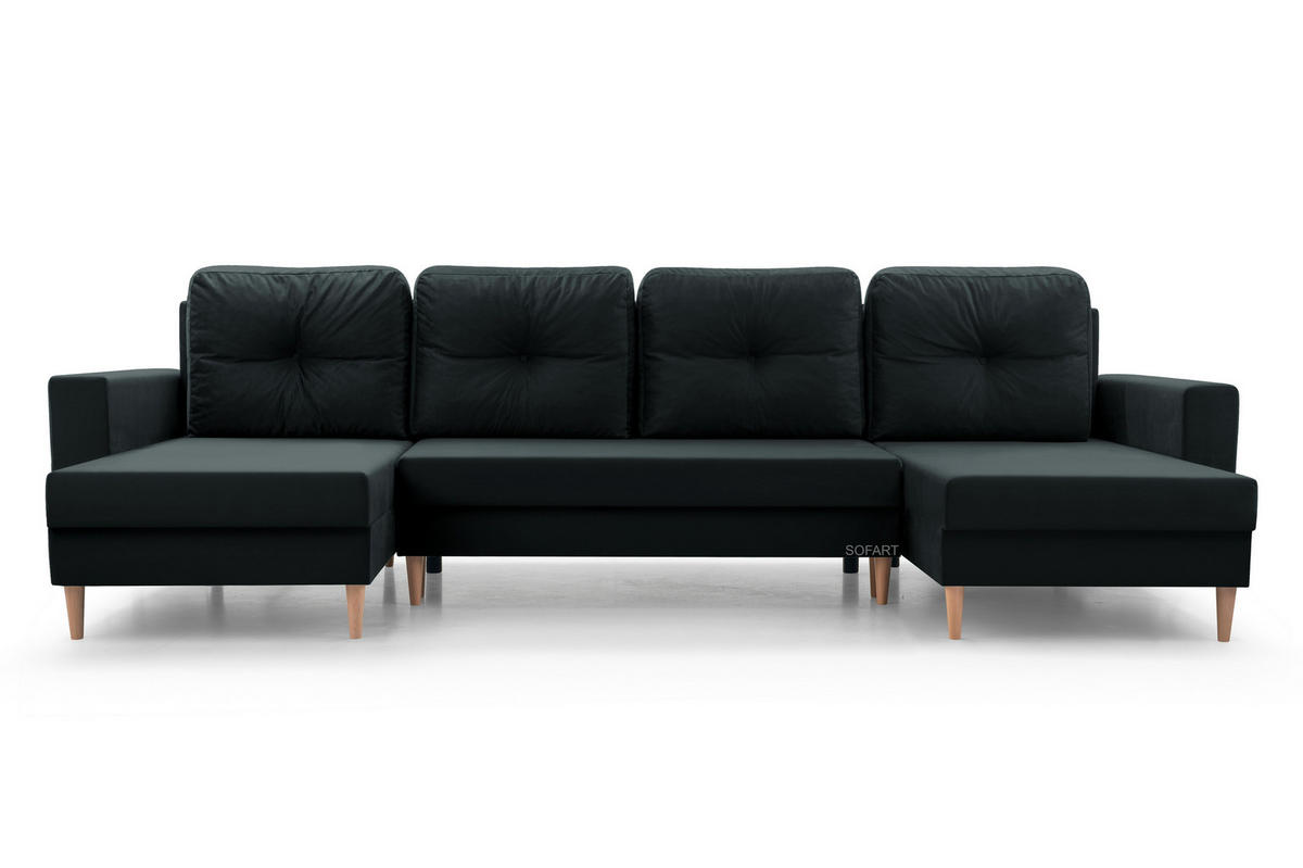 WOHNLANDSCHAFT - CARL U (Schwarz) - Schwarz, Holzwerkstoff (300/90/142cm) - Möblo