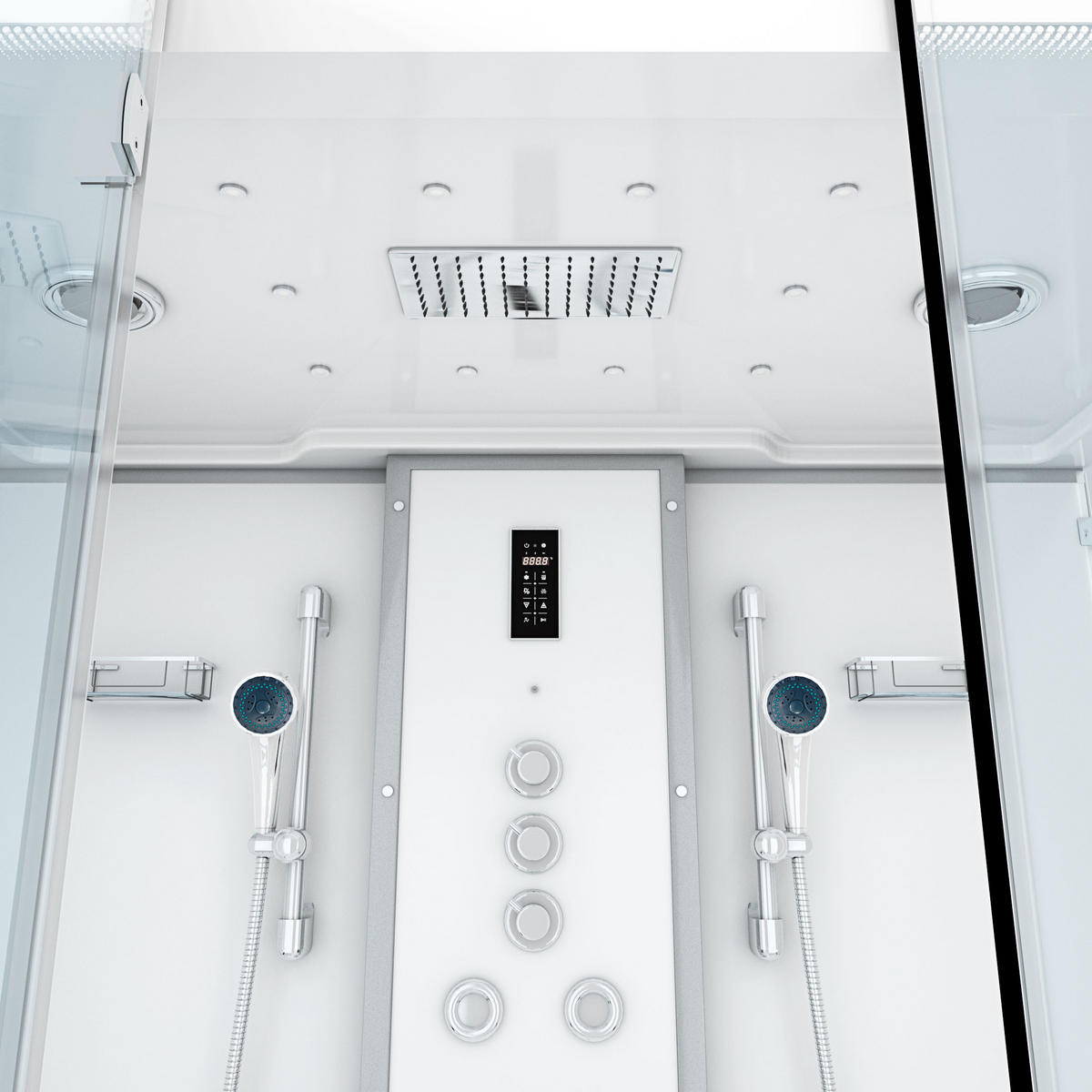 BADEWANNE Dusche K88-WS-TH-A-EC-EA Duschtempel - Weiß, Glas/Kunststoff (180/228/100cm) - AcquaVapore by Sandra Jentho