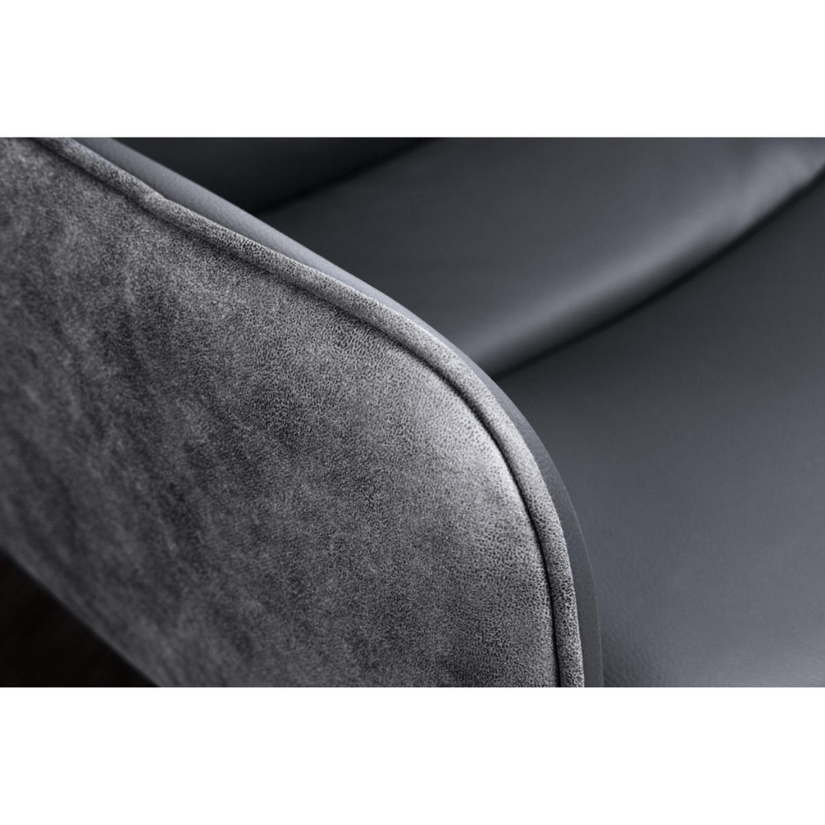 STUHL BIG GEORGE Echtleder, Microfaser Schwarz, Anthrazit - Grau, Leder/Textil (58/88/66cm) - riess-ambiente