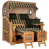 STRANDKORB XXL Düne Grande Teak Banana - Braun/Grün, Metall (142/170/95cm) - Mr. Deko