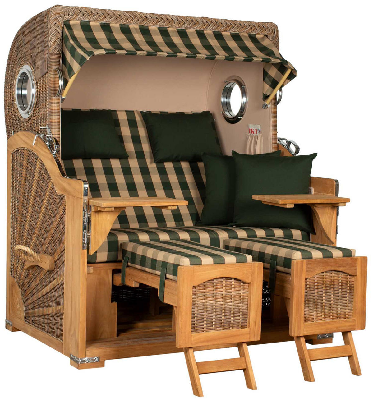 STRANDKORB XXL Düne Grande Teak Banana - Braun/Grün, Metall (142/170/95cm) - Mr. Deko