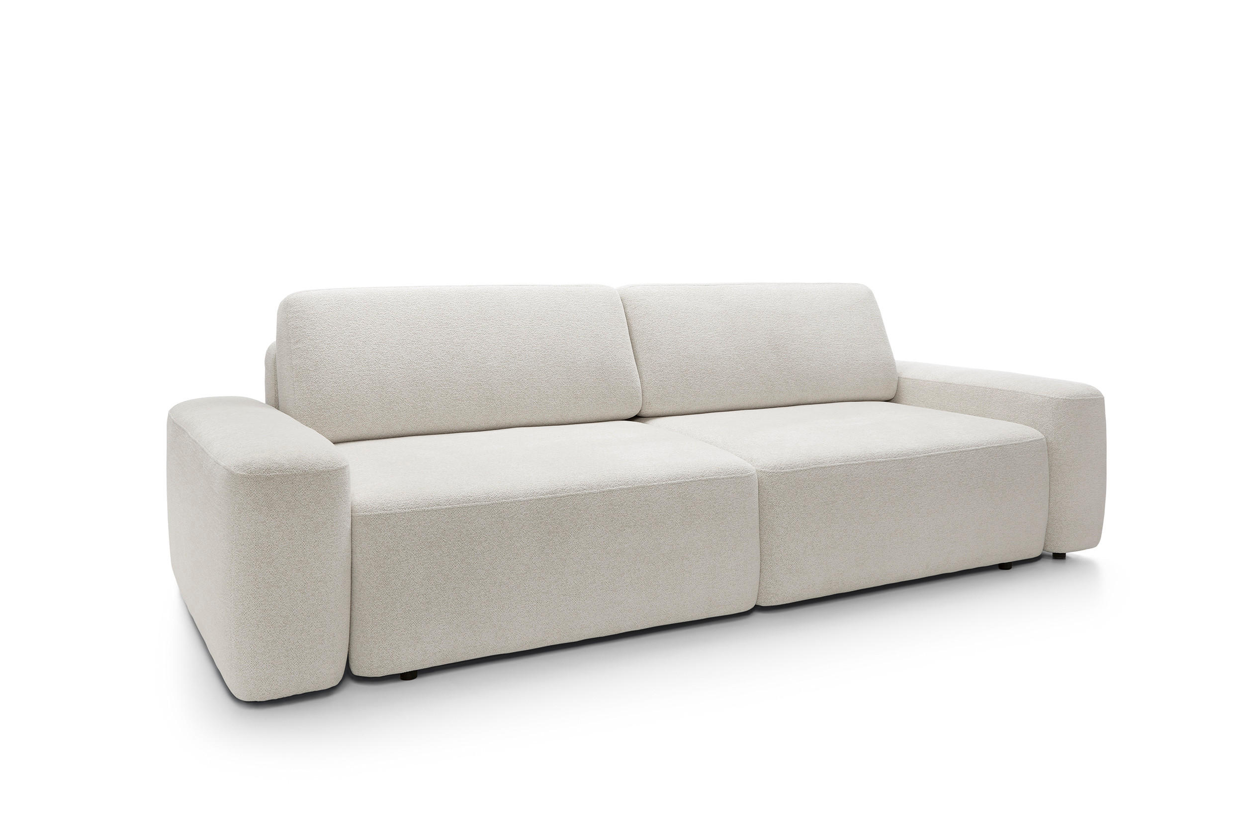 SOFA 4-Sitzer freistehend, Bettzeugcontainer, Polsterung aus PUR-Schaum, Stoff Raven, Schlaffunktion: 120x200 cm, Größe: 257x82x105 cm, Beige - Beige, Holz/Textil (257/82/105cm) - DomoHome