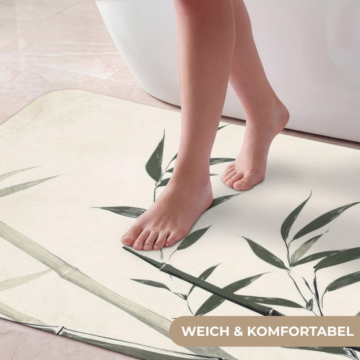 KOUPELNOVÁ PŘEDLOŽKA Japandi - Bambus - béžová 60x120 cm - ecru, textil/plast (60/120cm) - OnlyWow