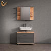 BADMÖBEL-SET Eisak Anthrazit/Goldkraft Eiche 2 Teile, Unterschrank 80 cm - Anthrazit/Eiche Wotan, Holzwerkstoff (80/60/33cm) - Livinity®