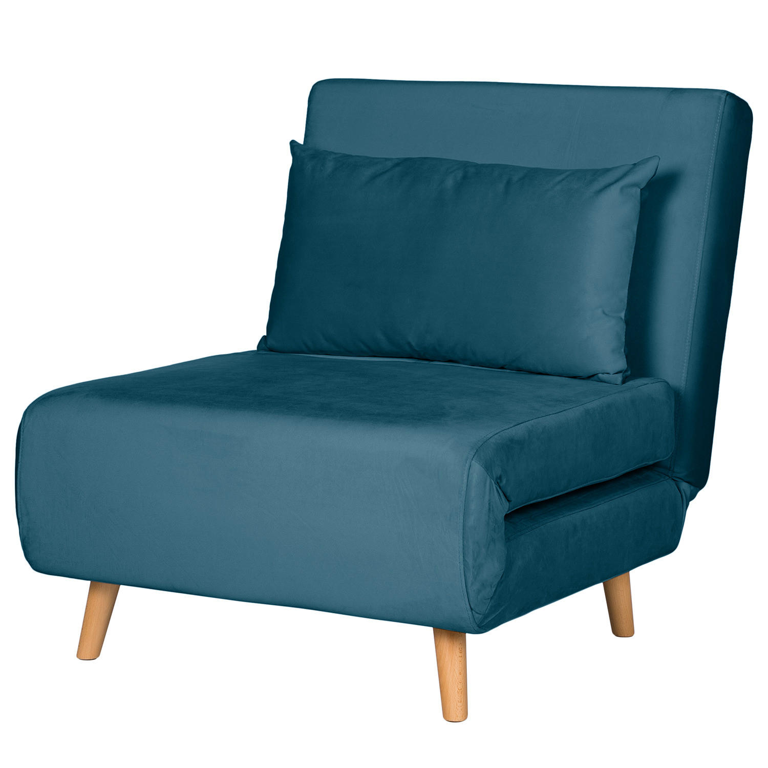 SCHLAFSESSEL - Buchefarben/Dunkelblau, Holz/Buchenholz (77/81/90cm) - home24