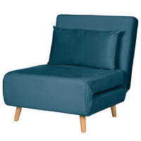 SCHLAFSESSEL - Buchefarben/Dunkelblau, Holz/Buchenholz (77/81/90cm) - home24