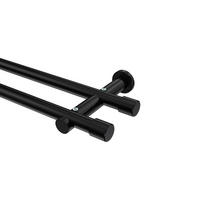 GARDINENSTANGEN-SET Platon Santo 400 cm (geteilt in 2 x 200 cm), 2-läufig (ohne Ringe), 20 mm Ø Schwarz - Schwarz, Metall (400cm) - INTERDECO