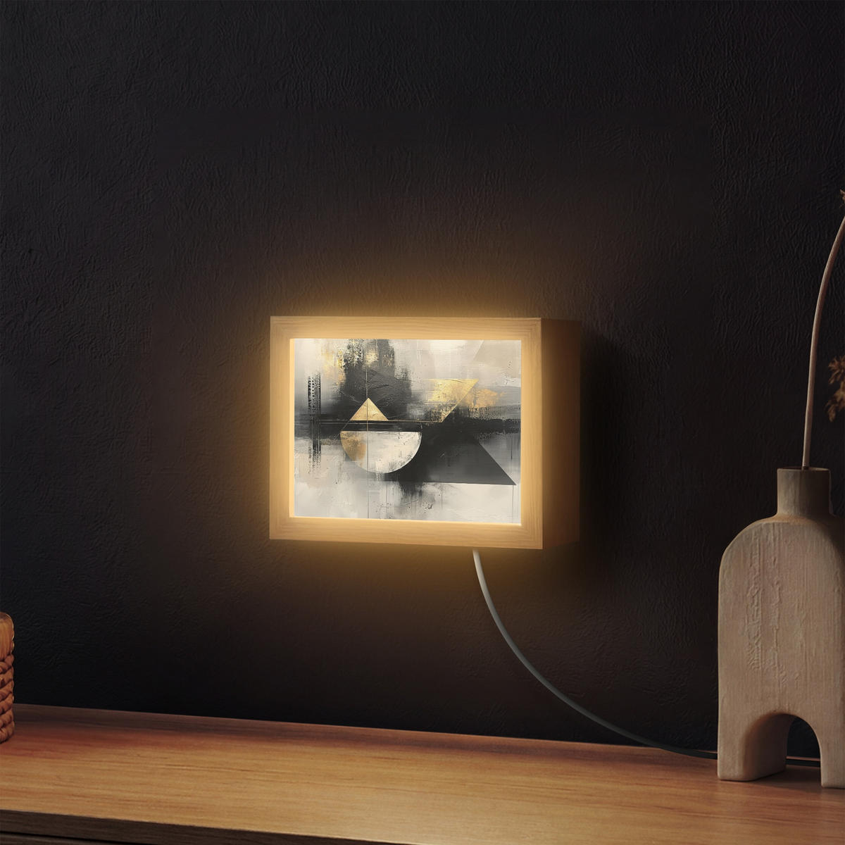 NÁSTĚNNÁ LAMPA Abstraktní - černá - barva - moderní 20x15 cm - šedá, kompozitní dřevo (20/15/8cm) - OnlyWow