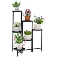 BLUMENTREPPE DE-12175 6-stufig, klappbar, 60/40/80 cm Schwarz - Schwarz, Metall (40/80/60cm) - ComfortXL