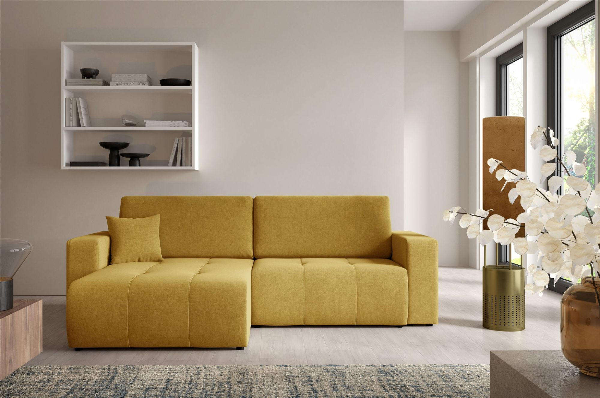 ECKSOFA Augusto - Gelb, Holzwerkstoff/Textil (244/149cm) - Fun Möbel