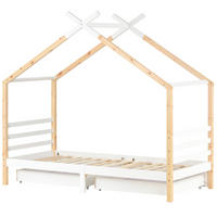 KINDEREINZELBETTEN aus Kiefer-Massivholz 90x200 cm in Weiß mit Schubladen - Weiß, Holz (90/200cm) - Modfu