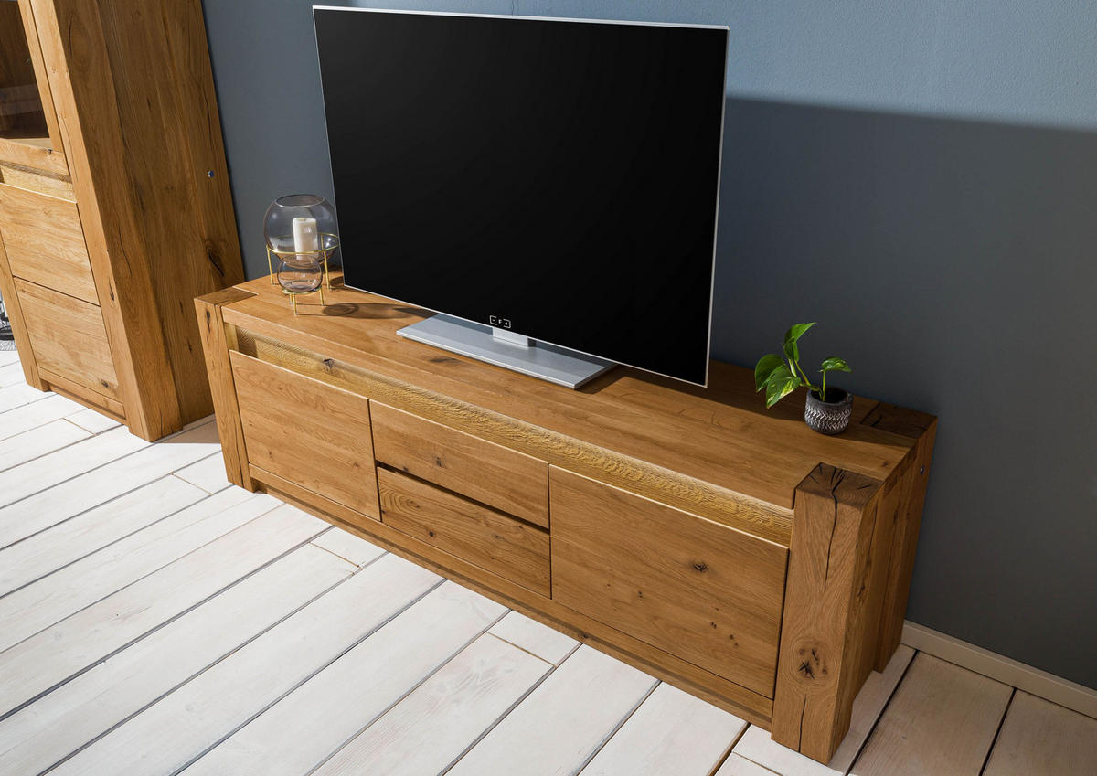 TV-BOARD Wildeiche 173x40x53 braun geölt KENT #310 - Braun, Holz (173/53/40cm) - Massivmoebel24