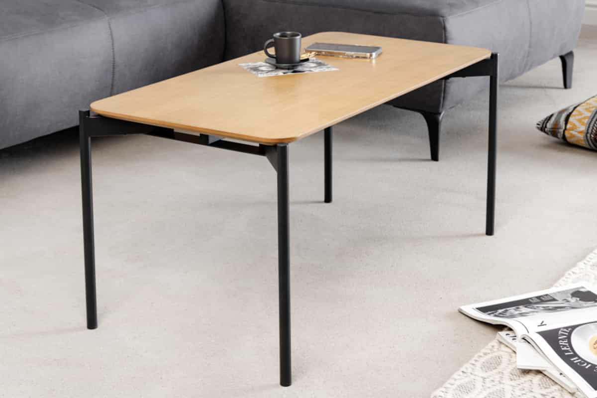 COUCHTISCH DESIGNO rechteckig Braun|Natur 90cm - Schwarz/Braun, Holz/Metall (45/90/45cm) - riess-ambiente
