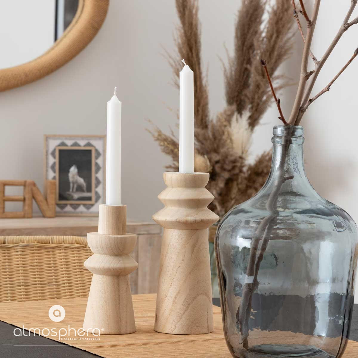 KERZENSTÄNDER Holz Uma 2er-Set - Beige, Holz (10.5/23.5/10.5cm) - Atmosphera Createur d´interieur