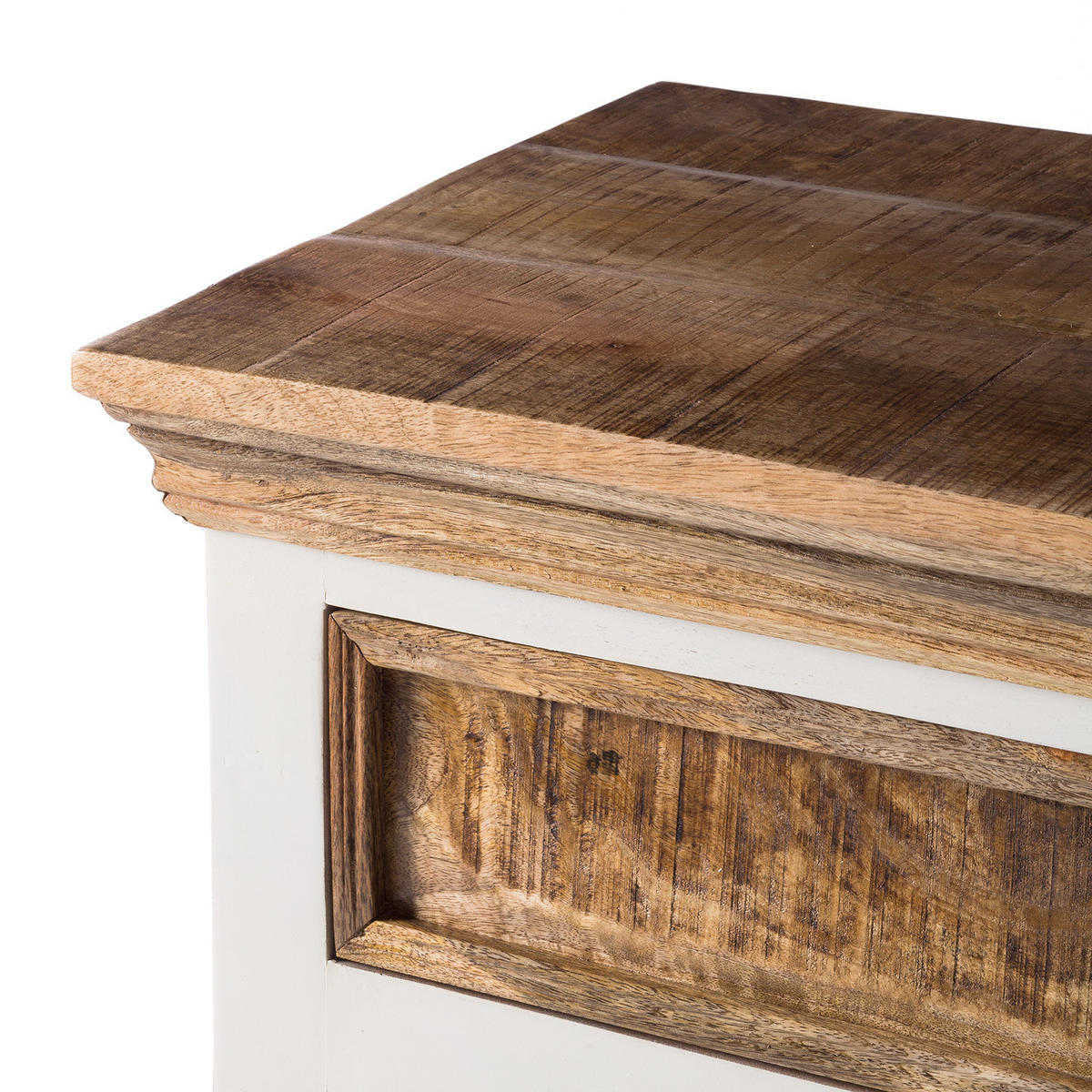 SCHUHKOMMODE - Mango massiv - Braun/Weiß, Holz (80/90/45cm) - home24