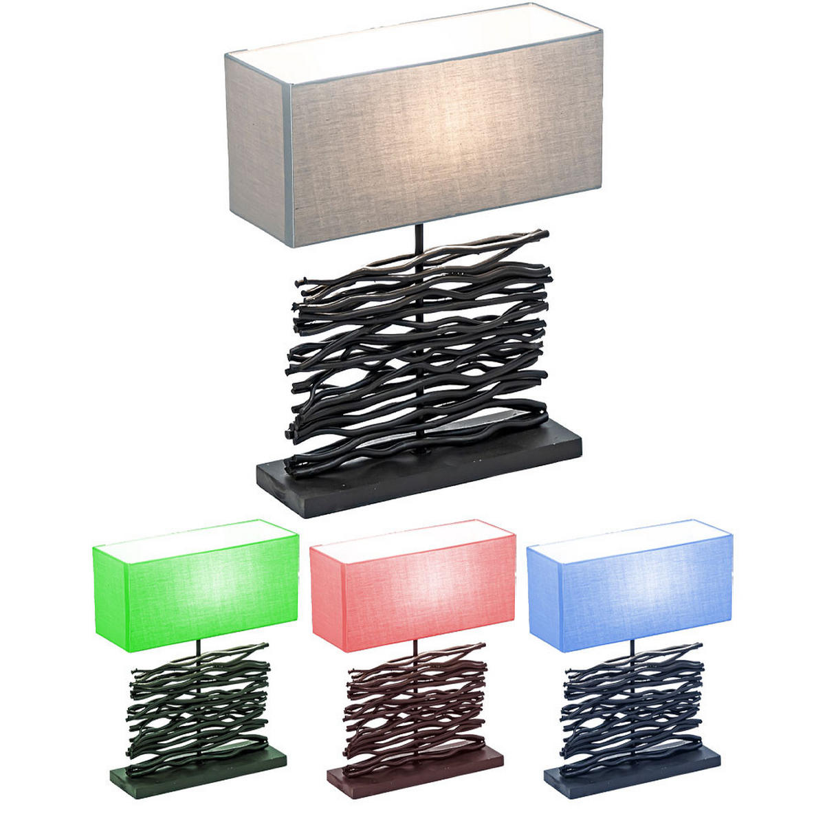 LED TISCHLEUCHTE Holz Grau - Grau, Holz (40/15/50cm) - Globo Lighting