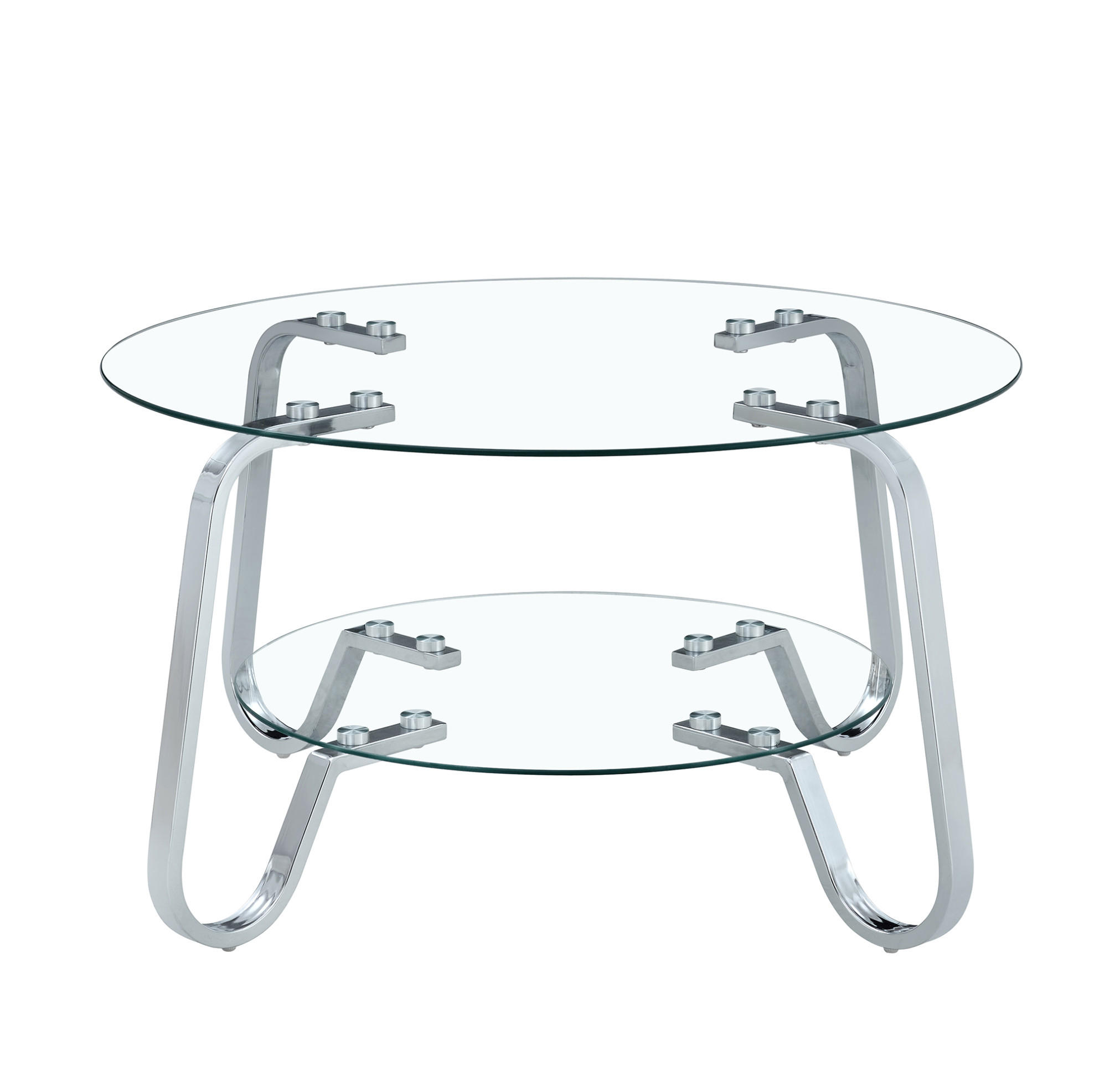 COUCHTISCH 80/80/45 cm silber aus Metall mit 2 Ebenen - Silberfarben, Metall (80/80/45cm) - OKWISH
