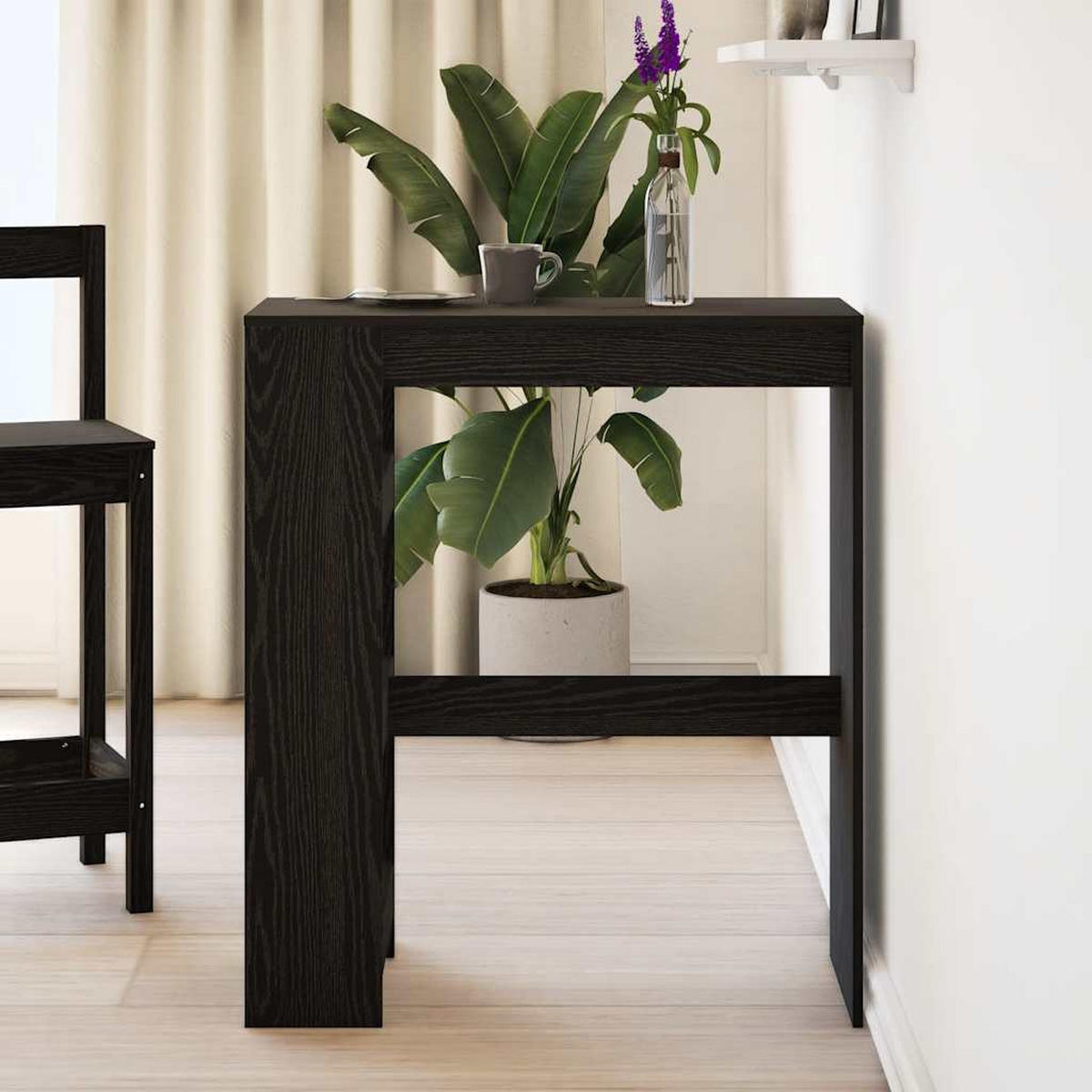 BARTISCH Mit Regal Schwarz Eichen-Optik 90/40/103,5 Cm - Schwarz, Holzwerkstoff (90/40/103.5cm) - vidaXL
