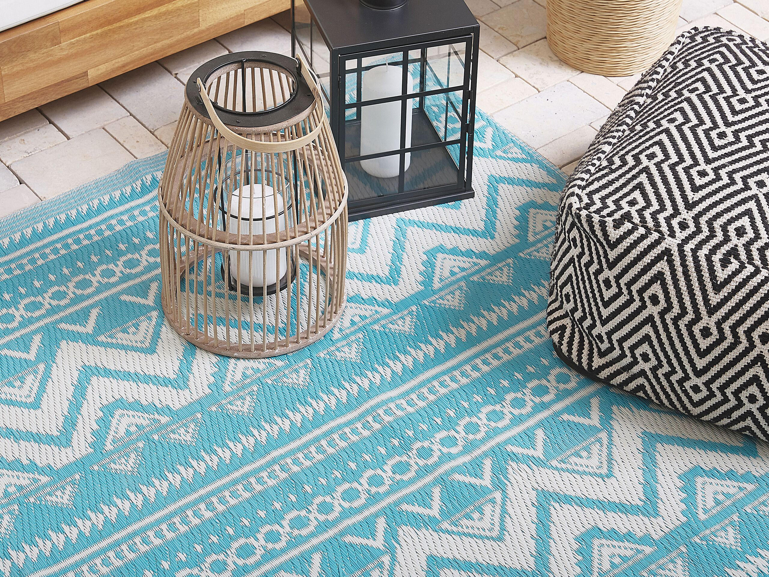 OUTDOOR-TEPPICH Nagpur 180/120 cm - Blau, Kunststoff (120/180cm) - Beliani