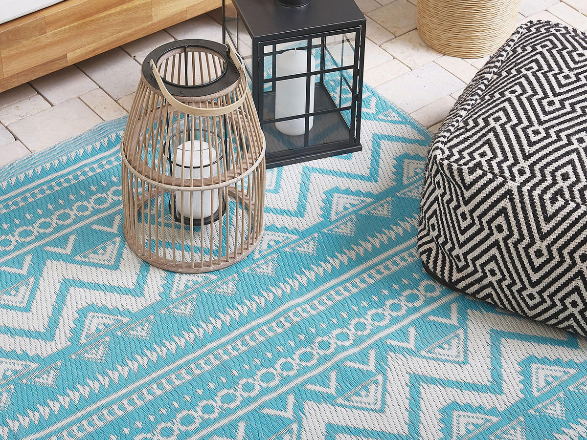 OUTDOOR-TEPPICH Nagpur 180/120 cm - Blau, Kunststoff (120/180cm) - Beliani