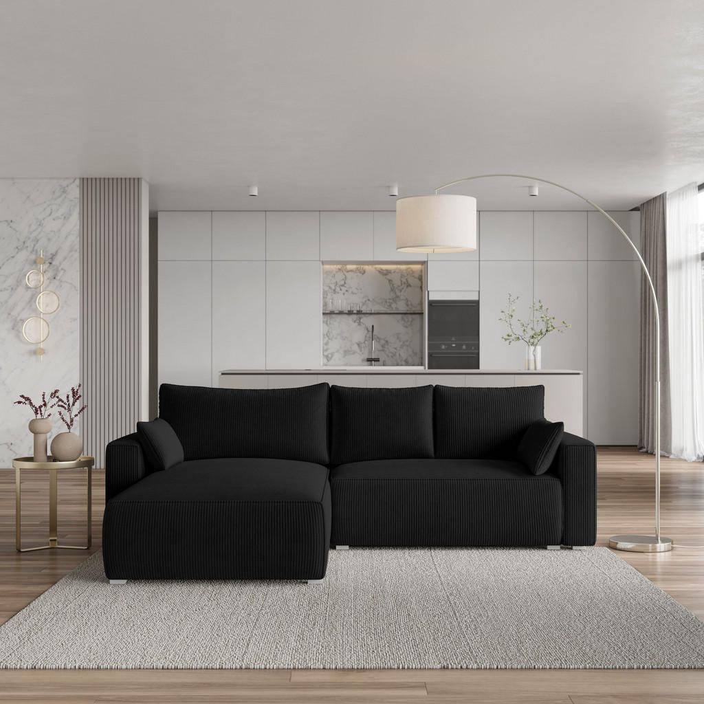 Thumbnail - Masseno Ecksofa, Schwarz, Holz, 3-Sitzer, L-Form,L-Form, 265x178 cm, Wohnzimmer, Sofas & Couches, Wohnlandschaften, Ecks...