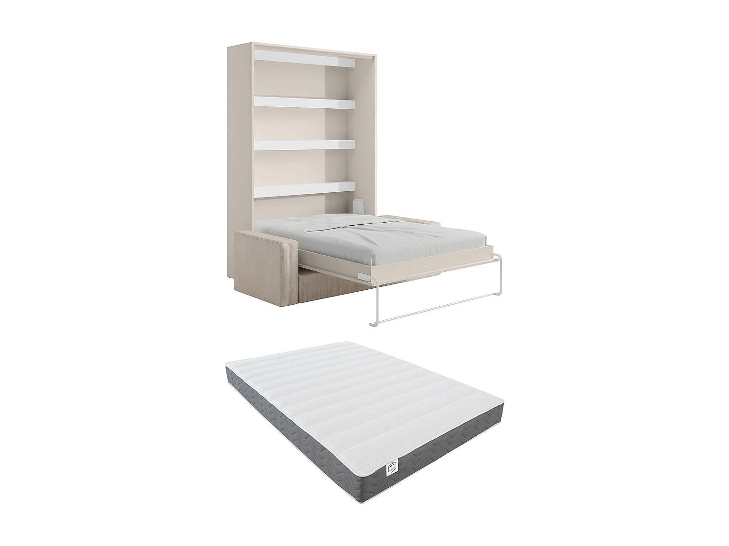 Vente-Unique Schrankbett Beige 160x200 cm