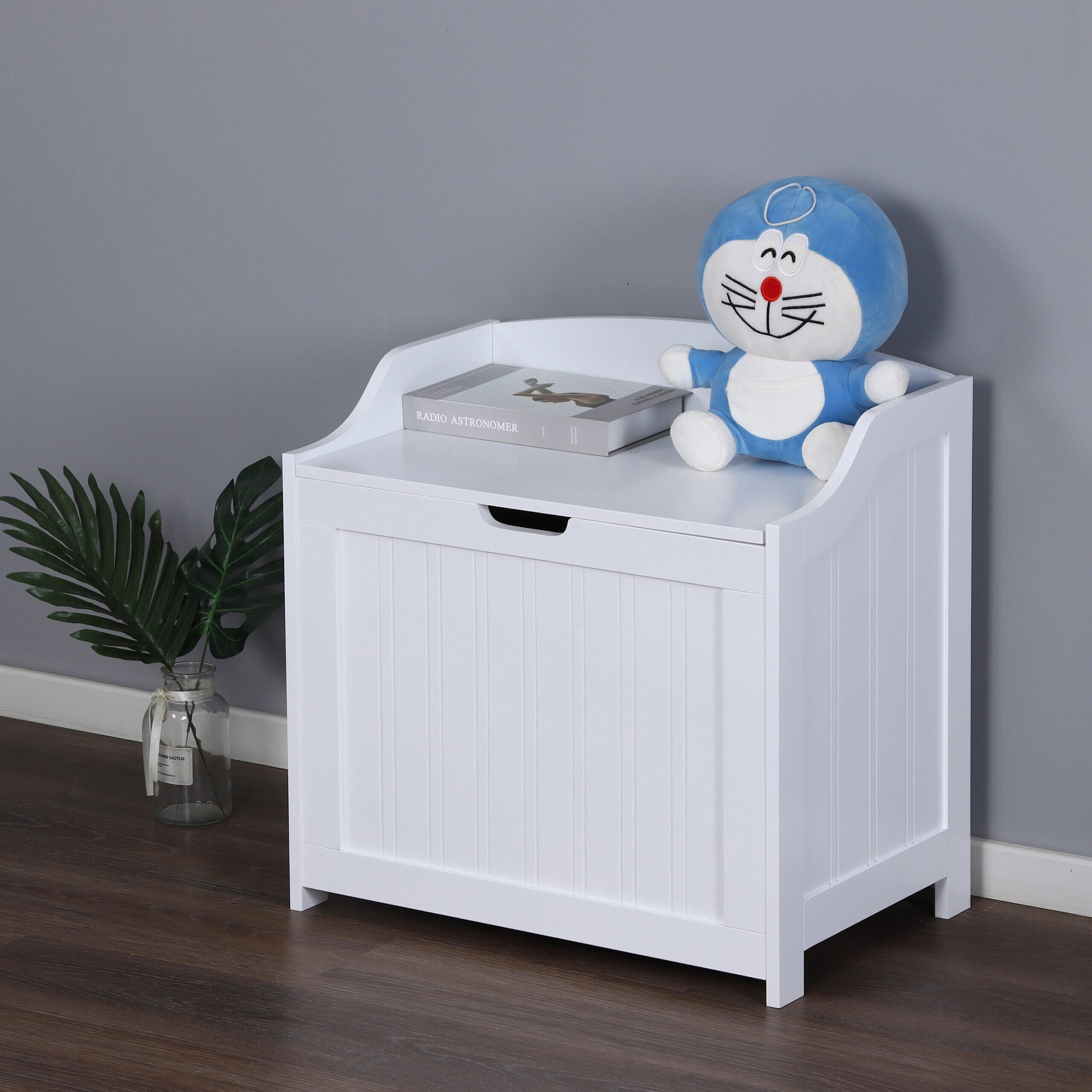 WÄSCHETRUHE - Weiß, Holzwerkstoff (56/53/36cm) - Relaxdays