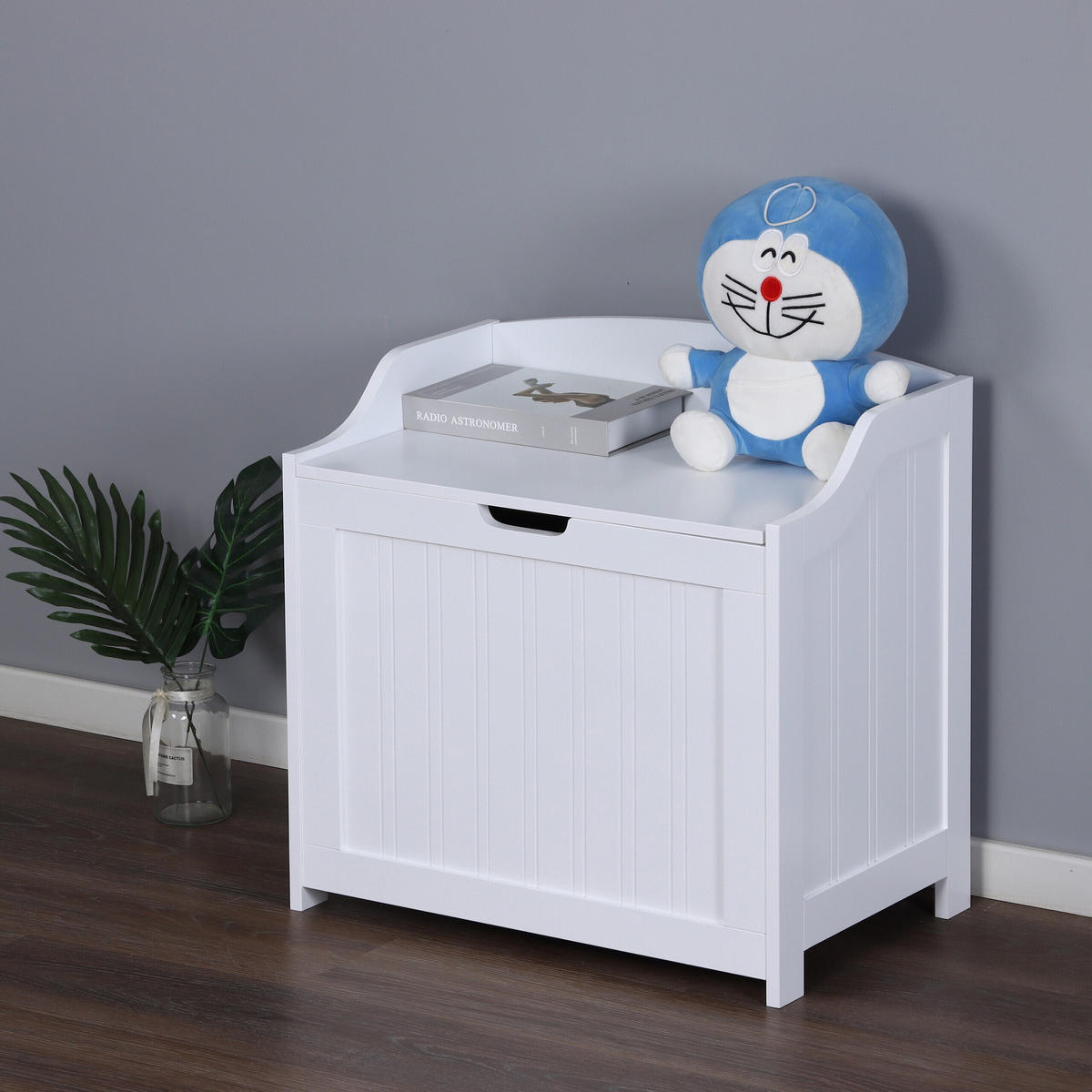 WÄSCHETRUHE - Weiß, Holzwerkstoff (56/53/36cm) - Relaxdays