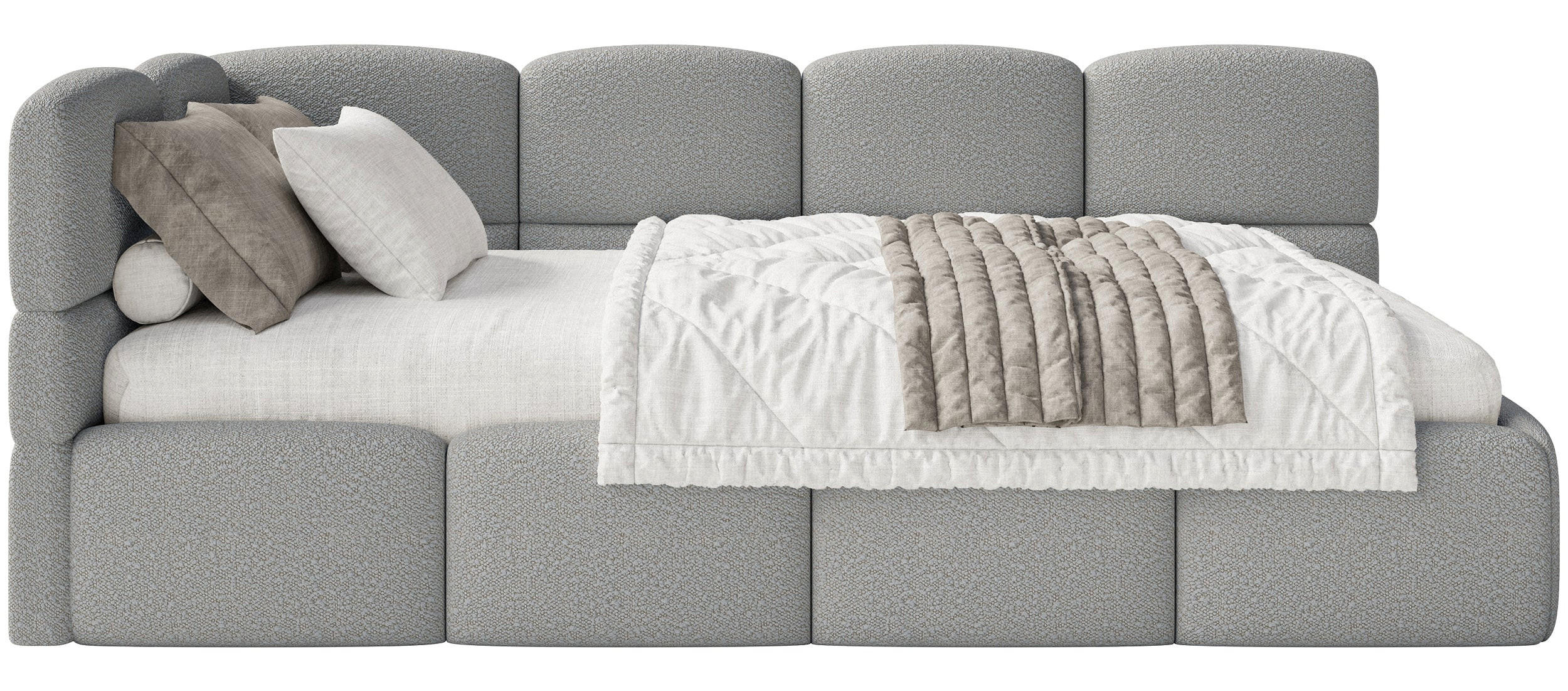 JUGENDBETT Cloudy Grau 120 cm, Bouclé - Schwarz/Grau, Kunststoff/Textil (120/200cm) - Selsey