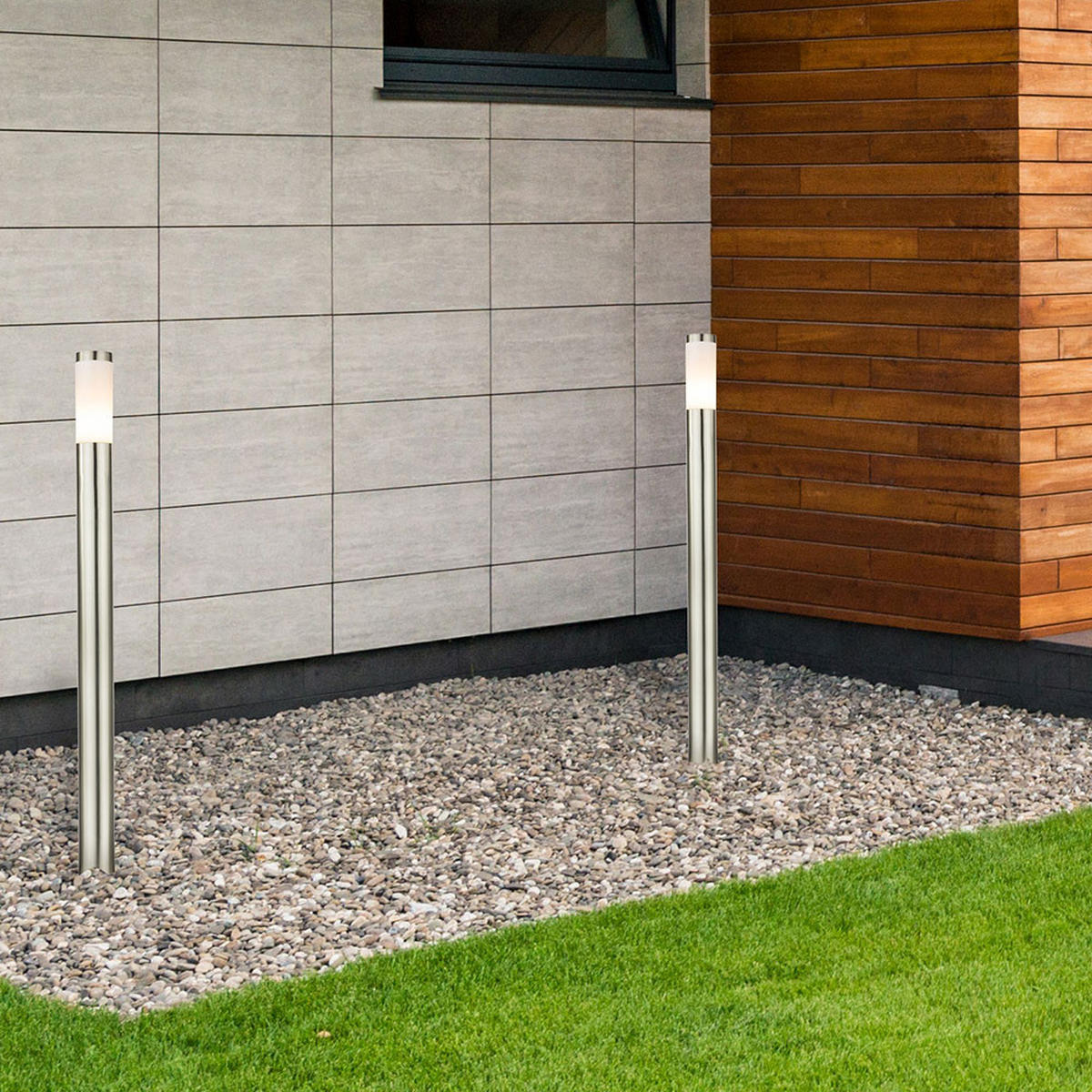 LED WEGELEUCHTE Edelstahl Silber 2er Set - Silberfarben, Metall (7.6/7.6/110cm)