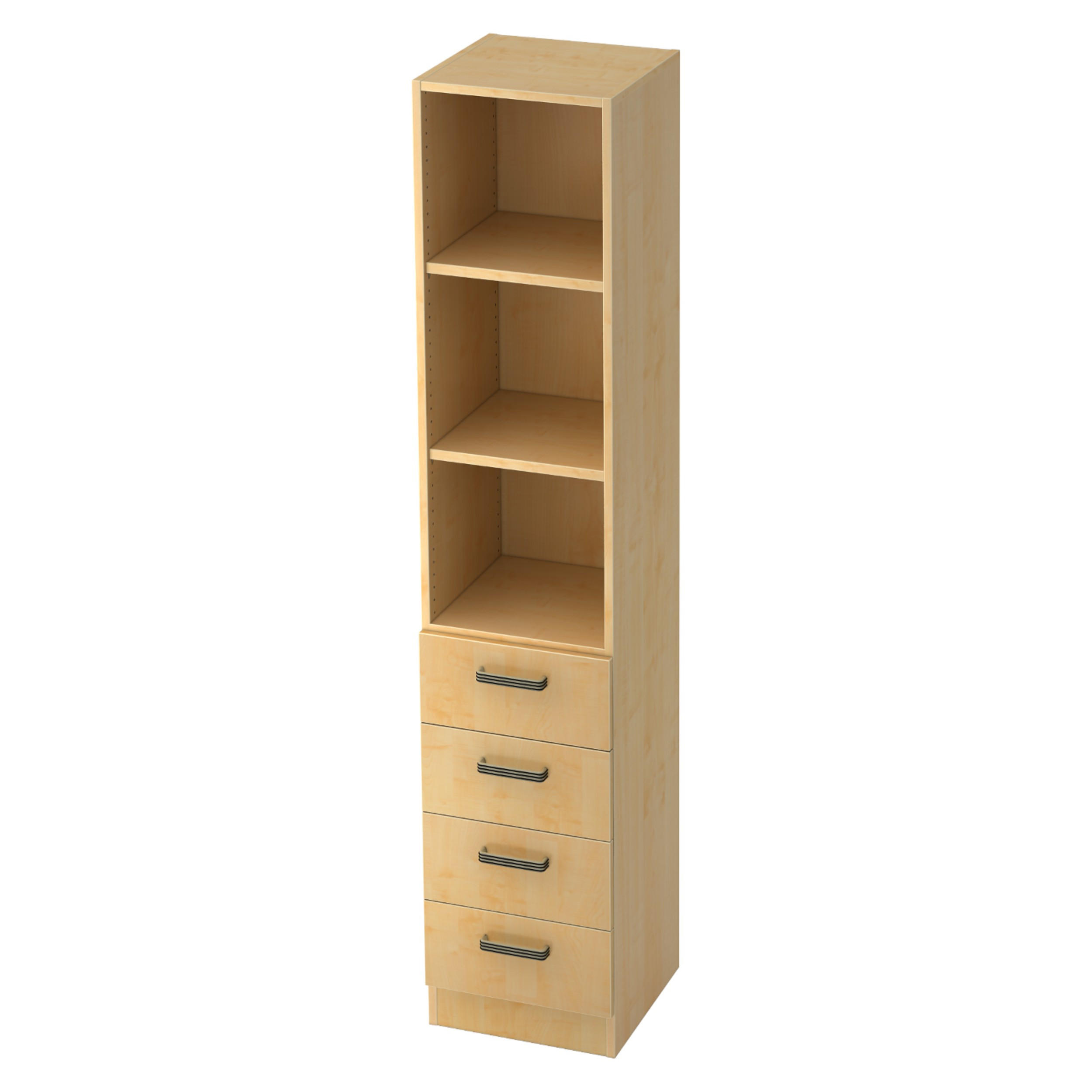 SCHUBLADENSCHRANK - 4 Schübe 42/40,6/200,4 cm in Ahornfarben Streifengriff (Kunststoff) - Ahornfarben, Holzwerkstoff (40.6/200.4/42cm) - bümö