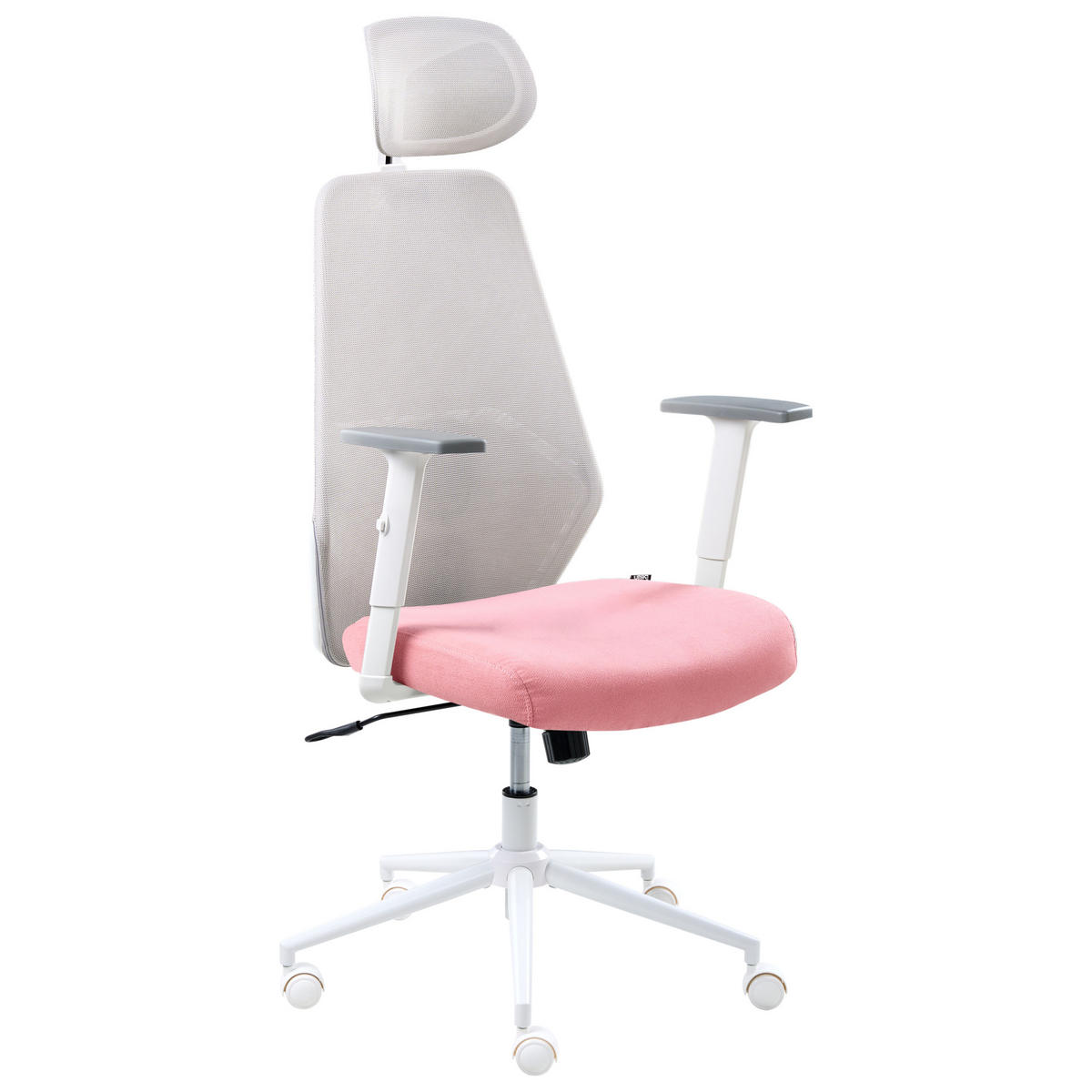 BÜROSTUHL Rosa Oryn - Hellgrau, Textil (71/111/65cm) - Beliani
