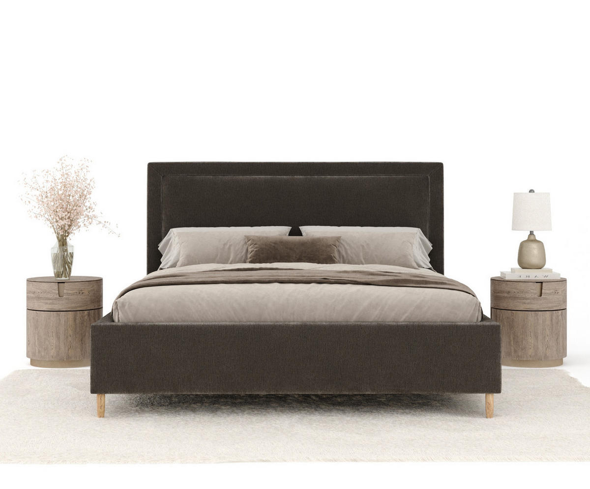 POLSTERBETT Ordina Grau Braun 120/200 cm im Chenille-Stoff - Graubraun/Naturfarben, Holz/Holzwerkstoff (120/200cm) - Maison de Reve
